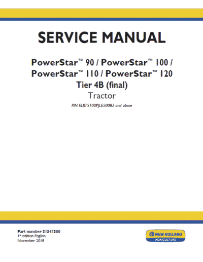 New Holland Power Star 90, 100, 110, 120 Tractor Service Manual