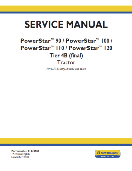 New Holland Power Star 90, 100, 110, 120 Tractor Service Manual