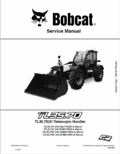 Bobcat TL34.65, TL35.70, TL38.70 HANDLER Telescopic Service Repair Manual