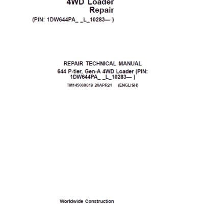 Cart John Deere 644 P-Tier, Gen-A 4WD Loader Repair Technical Manual