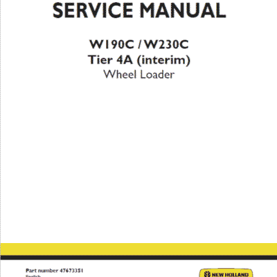 Cart New Holland W190C, W230C Tier 4A Wheel Loader Service Manual