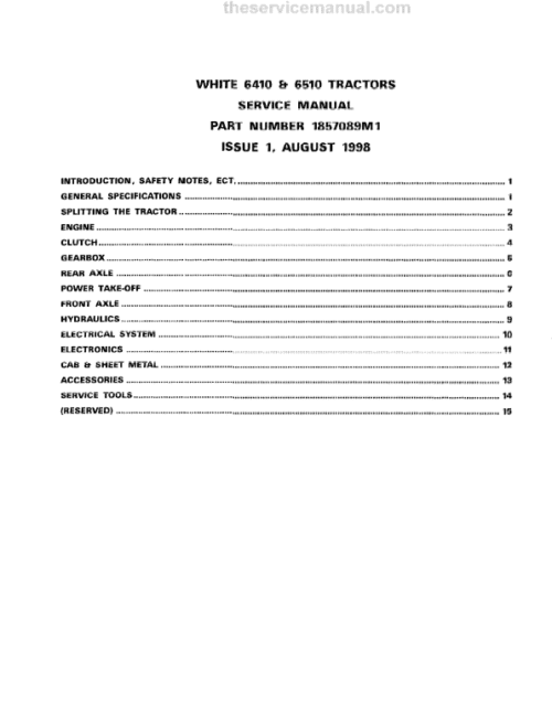 White 6410, 6510 Tractors Service Manual Download