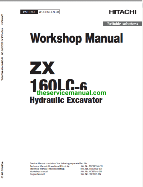 Hitachi ZX160LC-5G and ZX160LC-6 Excavator Service Repair Manual