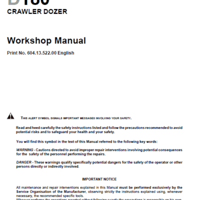 New Holland D180 Bulldozer Dozer Service Manual