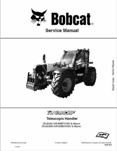 Bobcat TL43.80 TL43.80X2 Telescopic Service Repair Manual