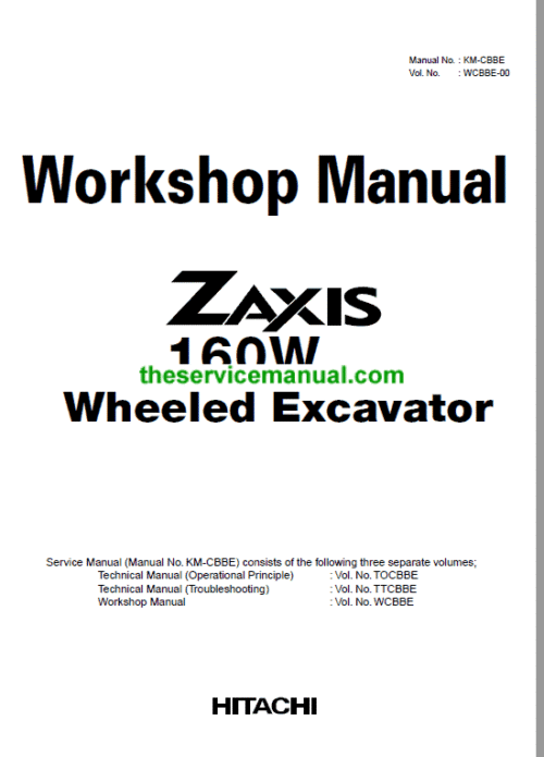 Hitachi ZX160W Wheeled Excavator Service Repair Manual