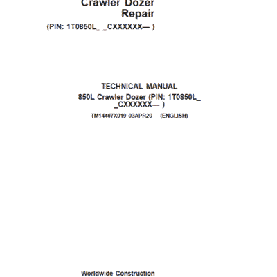 John Deere 850L Crawler Dozer Repair Technical Manual (S.N after CXXXXXX – )