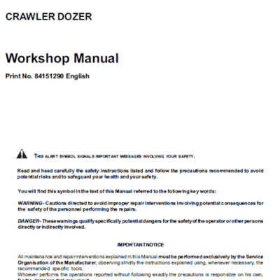 New Holland D180 Tier 2 & Tier 3 Crawler Dozer Service Manual
