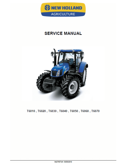 New Holland T6040 T6070 Tractor Service Manual