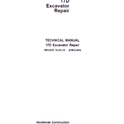 Cart John Deere 17D Excavator Repair Service Manual