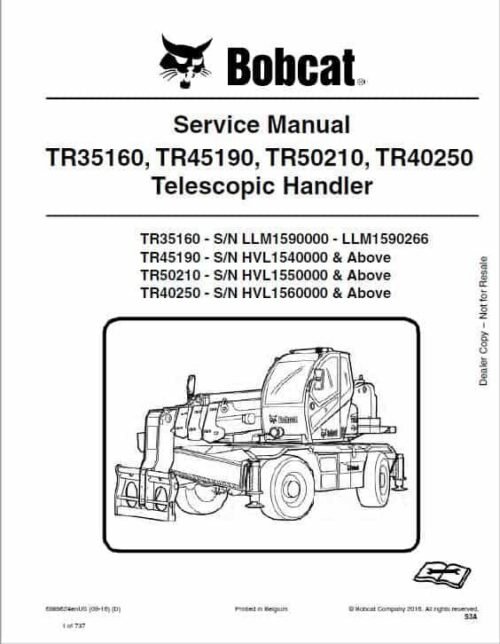 Bobcat TR35160 TR50210 Telescopic Service Repair Manual
