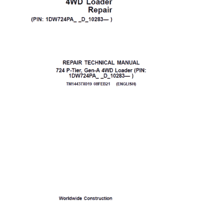 John Deere 724 P-Tier, Gen-A 4WD Loader Repair Technical Manual