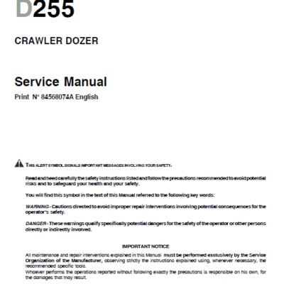 Cart New Holland D255 Bulldozer Dozer Service Manual