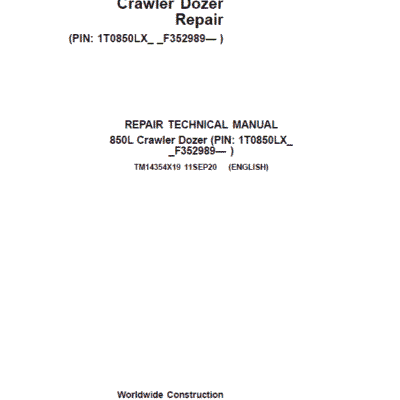 John Deere 850L Crawler Dozer Repair Technical Manual (S.N after F352989 – )