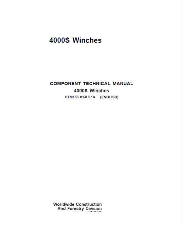 John Deere 4000S Winches Service Repair Manual John Deere 4000S Winches Service Repair Manual