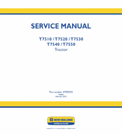 How To Repair New Holland T7510 T7550 Tractor Service Manual