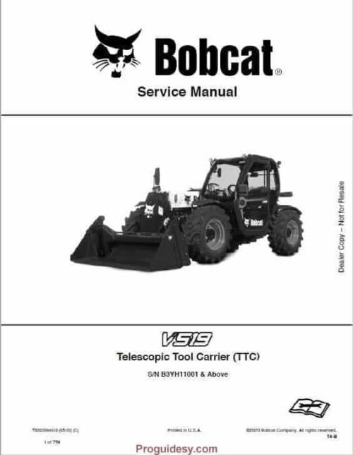 Bobcat V519 versa HANDLER Telescopic Service Repair Manual