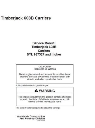 Timberjack 608B Carriers Service Repair Manual