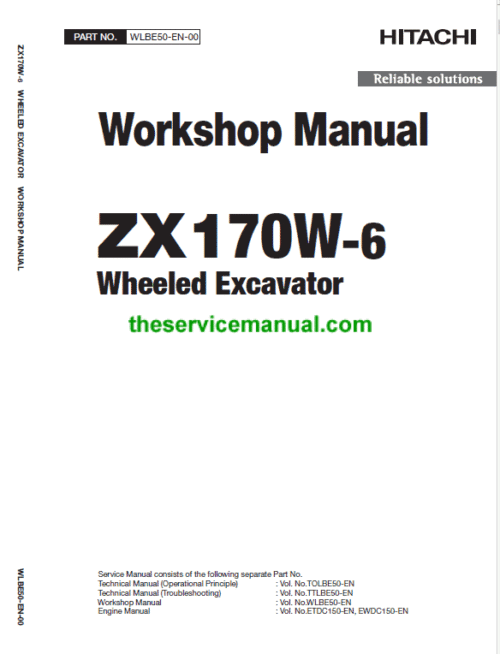 Hitachi ZX170W-6 Wheeled Excavator Service Repair Manual