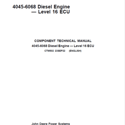 Cart John Deere 4045, 6068 – Level 16 ECU Engine Repair Service Manual