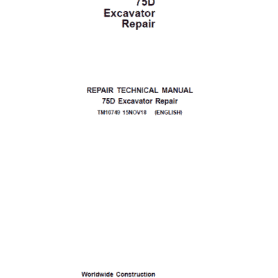 John Deere 75D Excavator Repair Service Manual