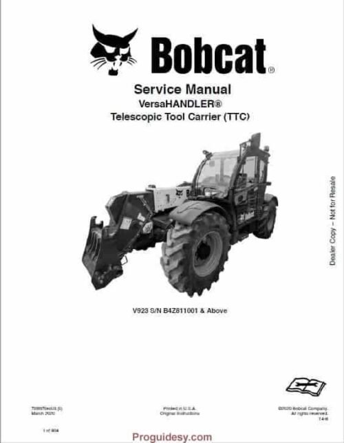 Bobcat V923 versa Telescopic Service Guide Manual