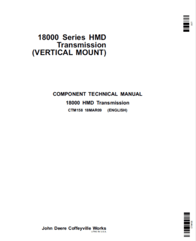 John Deere 18000 Series HMD Transmission Repair Manual