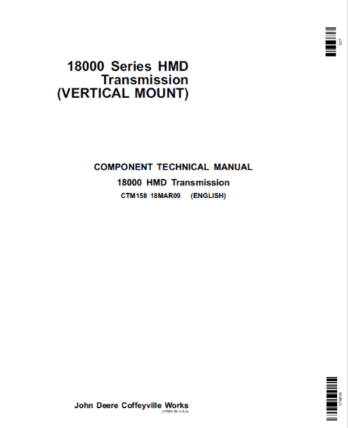 John Deere 18000 Series HMD Transmission Repair Manual