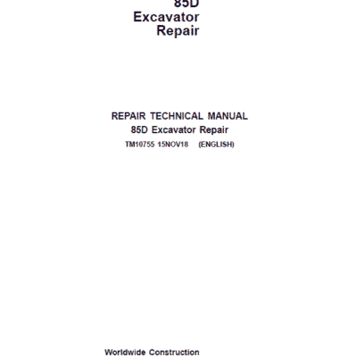 John Deere 85D Excavator Repair Service Manual