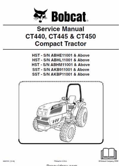 Bobcat CT440 CT450 Tractor Service Manual