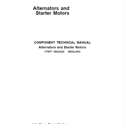 John Deere Alternators and Motors Service Repair Manual