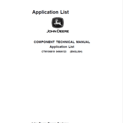 John Deere Application List Information about the Engine Manuals