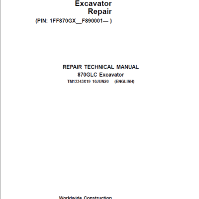 John Deere 870GLC Excavator Repair Service Manual