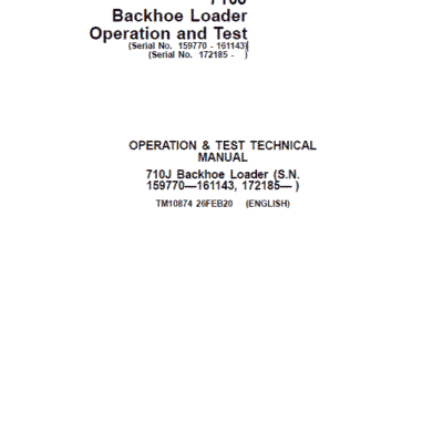 John Deere 710J Backhoe Loader Technical Manual (S.N 159770 – 161143 and after 172185 – )