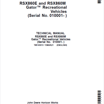 Cart John Deere RSX860E, RSX860M Gator Recreational Vehicles Repair Manual
