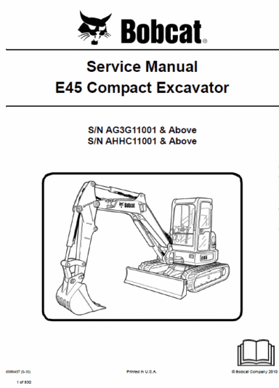 Bobcat E45 Compact Excavator Service Manual