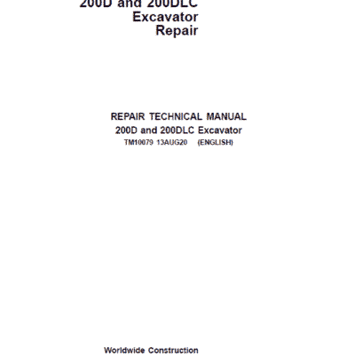 Cart John Deere 200D, 200DLC Excavator Repair Service Manual