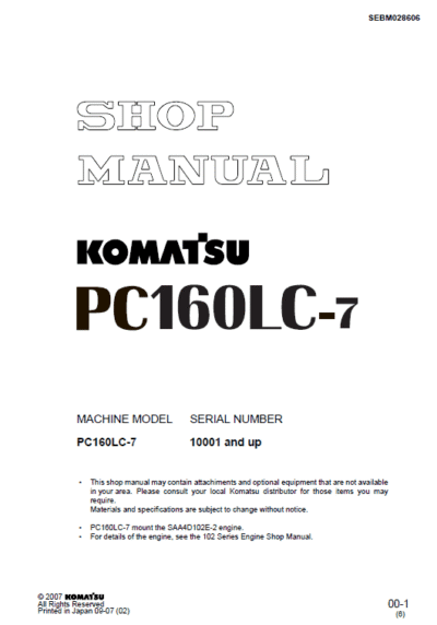 Komatsu Pc160lc-7 engine Operation Manual - Image 5