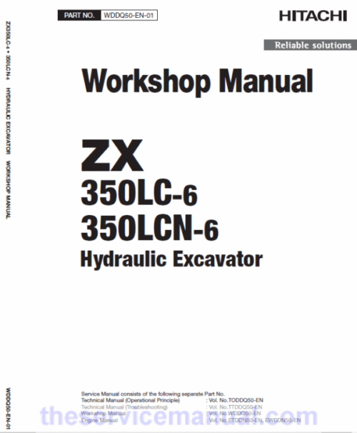 Hitachi ZX350LC-6 and ZX350LCN-6 ZAXIS Excavator Service Repair Manual