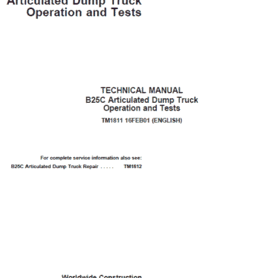 Cart John Deere B25C Articulated Dump Truck Repair Service Manual