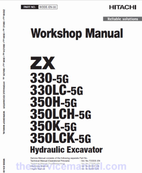 Hitachi ZX330, ZX330LC, ZX350LCH, ZX370MTH ZAXIS Excavator Repair Manual