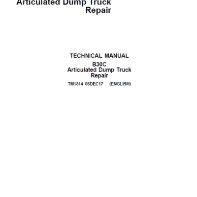 Cart John Deere B30C Articulated Dump Truck Repair Service Manual