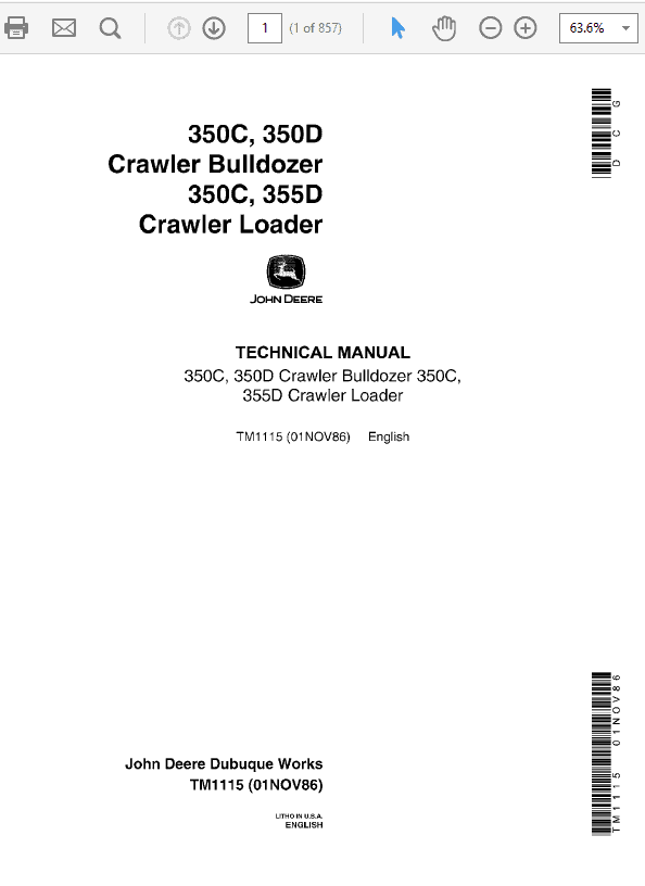John Deere 350C, 355D Crawler Tractor Service Manual John Deere 350C, 355D Crawler Tractor Service Manual