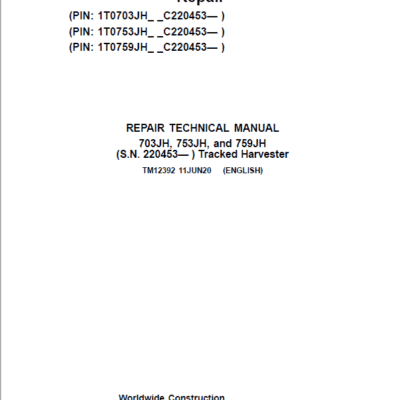 John Deere 703JH, 753JH, 759JH Harvester Repair Manual