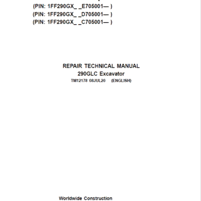 Cart John Deere 290GLC Excavator Service Manual