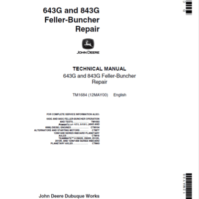 John Deere 643E, 843E Feller Buncher Services Repair Manual
