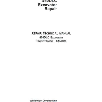 John Deere 450DLC Excavator Repair Service Manual