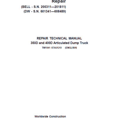 John Deere 350D, 400D Dump Truck Service Manual
