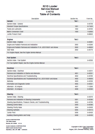 521d Case Wheel Loaders Repair Guide