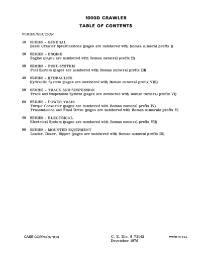 Case 1000D Crawler Dozer Service Manual